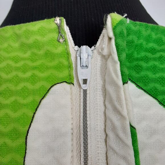 Vintage 1960s Kahala Hawaii Mod Floral Wide Leg Jumpsuit Lime Green Psychedelic - Picture 13 of 16